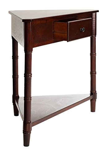 SAFAVIEH Furniture - Gomez 1-Drawer Corner Table - Dark Cherry - Solid Wood - Classic Corner Storage Design - Ideal for Entryway, Living Room, Home Office, 33.1"W x 17.3"D x 28"H (AMH5709D)