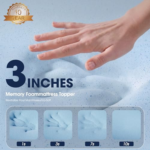 3 Inch Gel Memory Foam Mattress Topper Twin XL Size High Density Cooling Pad, view 4