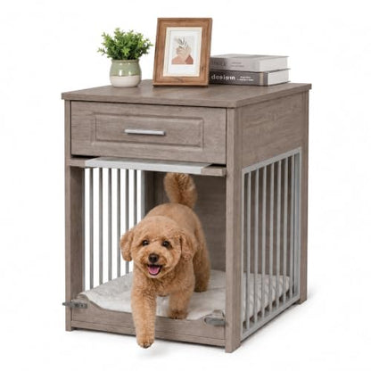 Dog Crate Furniture End Table with Flip-Up Door for Small Dogs, view 2