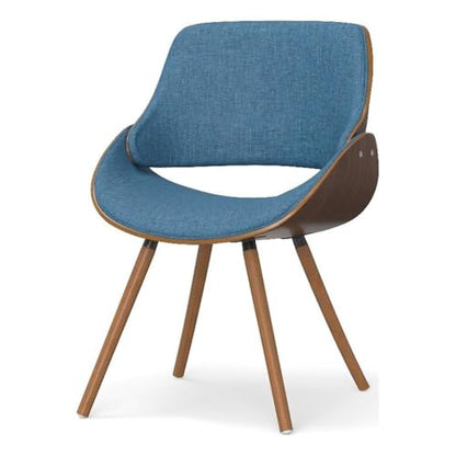 Malden Dining Chair in Blue Linen Look Fabric, 22.8" W x 20.9" D x 30.9" H, Mid-Century Modern Wood Back Chair for Dining Room