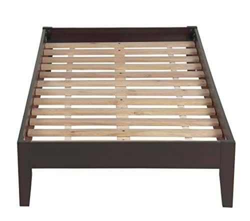 Solid Wood Platform Bed, Queen, Nevis Simple - Espresso