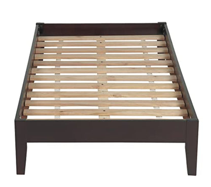 Solid Wood Platform Bed, Queen, Nevis Simple - Espresso