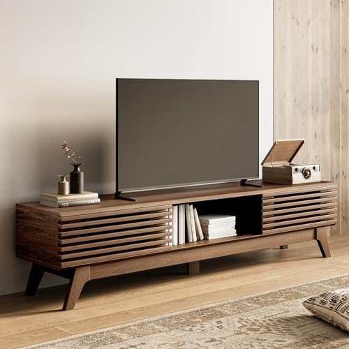 70.8" TV Stand, Media Console for TVs up to 75", Walnut, view 2