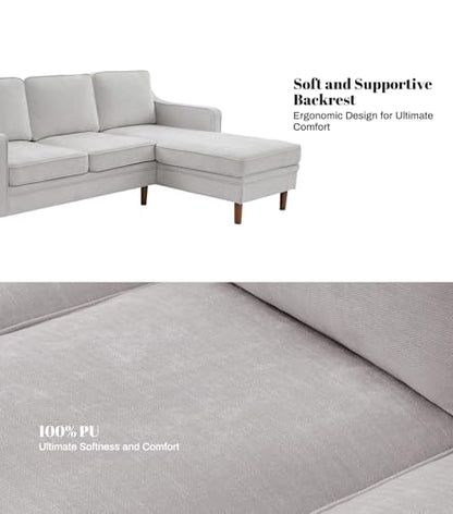 88" L-Shape Sofa, Chenille Sectional Couch, Mid Century Modern Couches with Solid Wood Frame for Living Room Bedroom