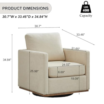 Swivel Accent Chair Set of 2, 360 Degree Square Swivel Chair for Living Room, Mid Century Modern Upholstered Barrel Chair,Comfy Sofa Armchairs for Bedroom,Nursery,Chenille, Beige