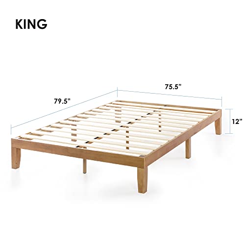 Naturalista Classic, 12 Inch Solid Wood Platform Bed with Wooden Slats, view 3