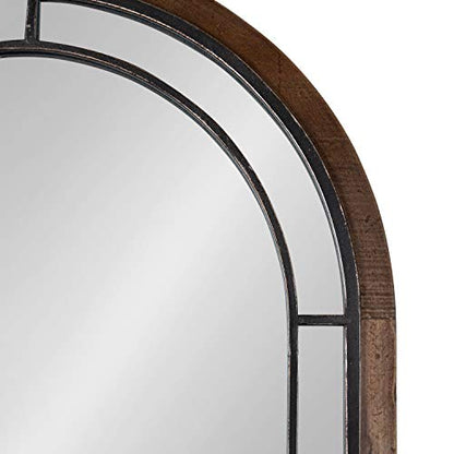Audubon Farmhouse Wall Mirror, 24 x 36, Rustic Brown, Modern Arched Mirror for Wall