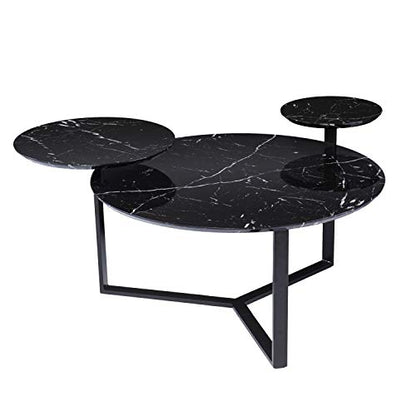 Saxelby Faux Marble Cocktail Table - Transitional Design, Black Iron and Wood - Ideal for Living Room, Family Room (CK1125100)