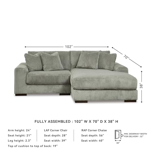 Signature Design by Ashley Lindyn 99-Inch L-Shaped Sectional Couch, Fog Gray, Plush Reversible Cushions, Durable Reinforced Engineered Wood and Wood Frame, Living Room Furniture