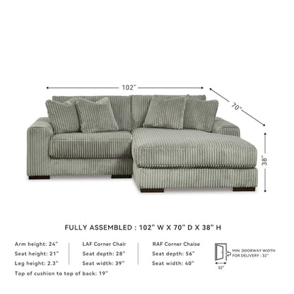 Signature Design by Ashley Lindyn 99-Inch L-Shaped Sectional Couch, Fog Gray, Plush Reversible Cushions, Durable Reinforced Engineered Wood and Wood Frame, Living Room Furniture