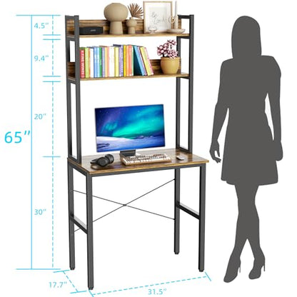 Small Desk with Shelves, Computer Desk with Hutch, 31", view 4