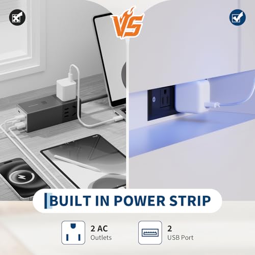 TV Stand Cabinet with LED Lights & Charging Station, view 5