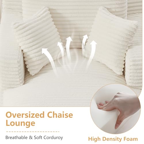 65.4" Boneless Chaise Lounge Chair Indoor, Comfy Beige Reading Chair, view 7