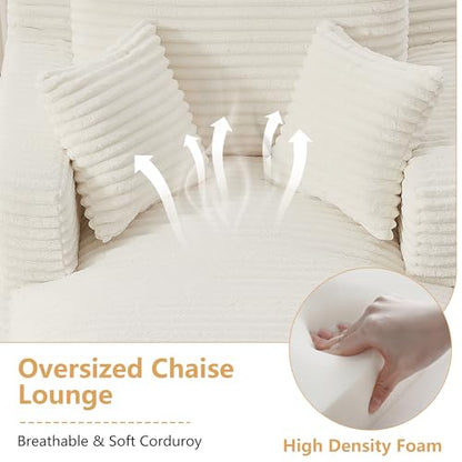 65.4" Boneless Chaise Lounge Chair Indoor, Comfy Beige Reading Chair, view 7