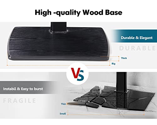 Floor TV Stand for Bedroom, Living Room, Tall Corner TV Stands for TVs 32 37 43 50 55 60 65 75 Inch Swivel TV Mount Stand with Height Adjustable Shelf Upgrade Sturdy Wood Base, Black