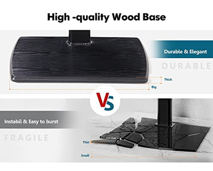 Floor TV Stand for Bedroom, Living Room, Tall Corner TV Stands for TVs 32 37 43 50 55 60 65 75 Inch Swivel TV Mount Stand with Height Adjustable Shelf Upgrade Sturdy Wood Base, Black