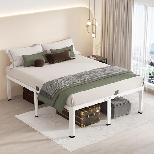 Queen White Bed Frame with Round Legs, view 5