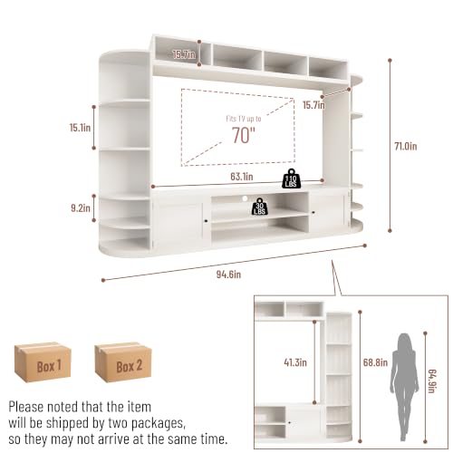 94.6" Entertainment Center with Bookshelves, view 3