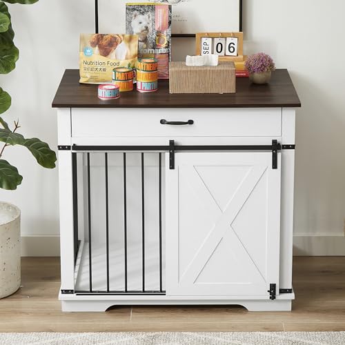 37.8'' Dog Crate Furniture with Storage Drawer, view 2
