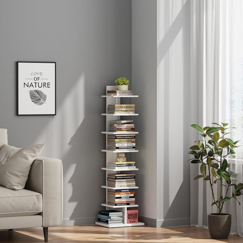 Book Shelf, Narrow Spine Bookshelf, 8-Tier Bookcase for Small Space, view 7