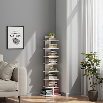 Book Shelf, Narrow Spine Bookshelf, 8-Tier Bookcase for Small Space, view 7