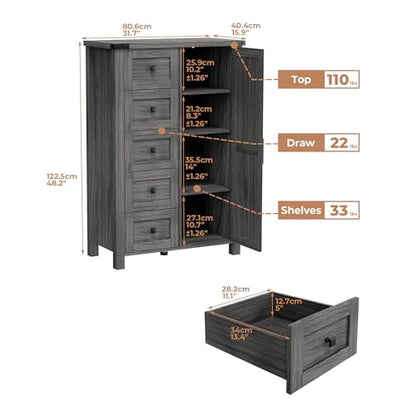 Farmhouse Dresser Storage Cabinet Chest of Drawer for Bedroom, view 4