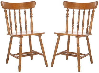 SAFAVIEH Home Collection - Coralyn Honey Caprail Dining Chair Set of 2, Solid Wood Farmhouse Kitchen Chairs (DCH8505C-SET2)