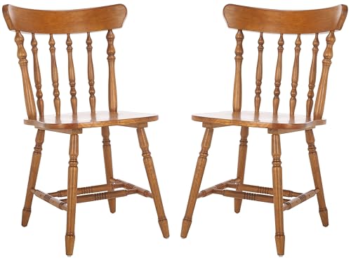 SAFAVIEH Home Collection - Coralyn Honey Caprail Dining Chair Set of 2, Solid Wood Farmhouse Kitchen Chairs (DCH8505C-SET2)