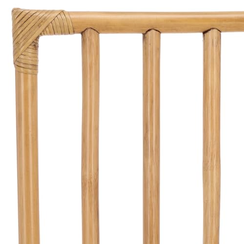 SAFAVIEH Furniture - Amal Set of 2 Dining Chairs - White & Honey Brown Wash - Upholstered Rattan Seating - Fully Assembled - Ideal for Dining Room, Kitchen, 17.7" Seat Height (ACH6535B-SET2)