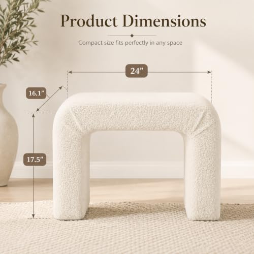 Modern Boucle Ottoman Footstool, view 3