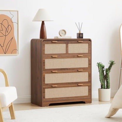 Mid Century Modern Dresser for Bedroom with 4 Drawers, Walnut, view 2