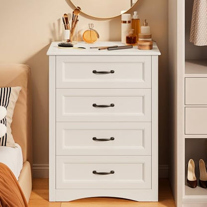 4 Drawer Dresser for Bedroom, Wood Storage Chest, White, view 4
