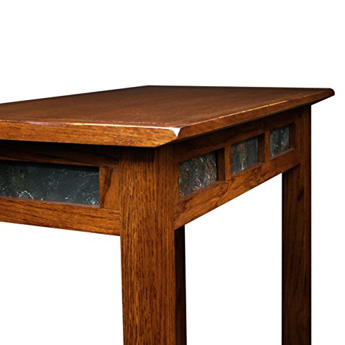 Sibley End Table, Solid Wood, 12 in. Wide, Slate Tile Detail, 1 Lower Shelf, Narrow Width, Easy-Assembly, Rustic Oak, 24.0 in. L x 12.0 in. W x 24.0 in. H, 10060