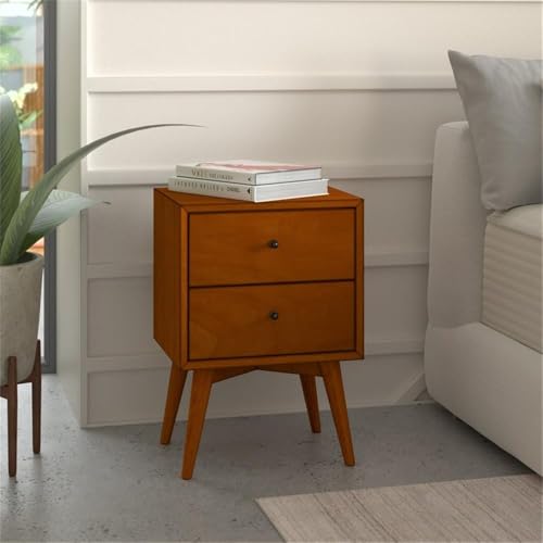 Flynn Mid Century Modern 2 Drawer Nightstand, 18" W x 15" D x 26" H, Acorn, view 3
