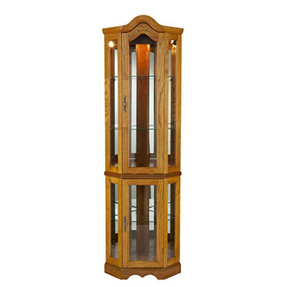 Home Decorators Collection Vitric Lighted Curio, 70" Hx21 Wx16 D, Golden Oak