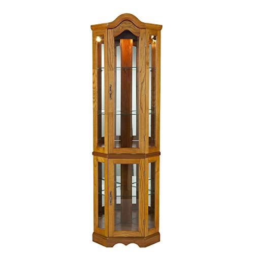 Home Decorators Collection Vitric Lighted Curio, 70" Hx21 Wx16 D, Golden Oak
