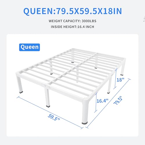 Queen White Bed Frame with Round Legs, view 3