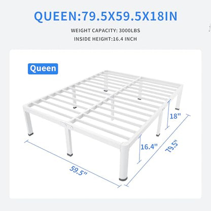 Queen White Bed Frame with Round Legs, view 3