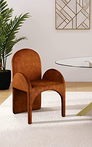 Meridian Furniture 803Cognac-AC Summer Collection Modern | Contemporary Velvet Upholstered Dining Arm Chair with Steel Frame, 22" W x 22.5" D x 35.5" H, Cognac, Set of 2