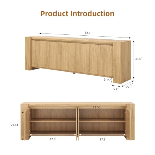 82" Sideboard Buffet Cabinet, Storage Cabinet with 4 Doors, view 3