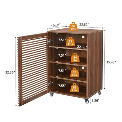 5-Tier AV Media Cabinet with Grille Door & Adjustable Shelves, view 3