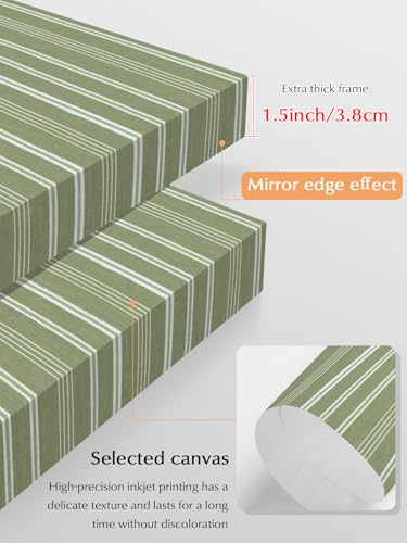 NuYeBiofx Modern Minimalist Stripe Canvas Wall Art Prints,48"x32" Framed Picture Artwork Abstract Geometric Line on Sage Green Printed Canvas Oil Painting for Living Room Bedroom Office,Ready to Hang