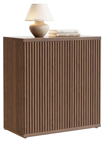 Fluted Buffet Cabinet with Storage Sideboard with 2 Doors& Adjustable Shelf, view 2
