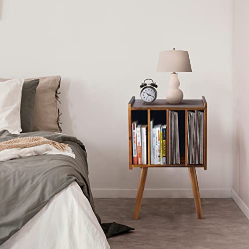 Wooden LP Record Player Stand with 4 Cabinets, Holds up to 100 Vinyls, view 3