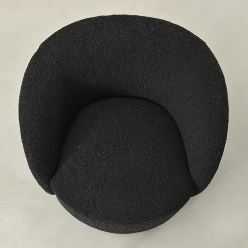 Black Sherpa Accent Chair and Round Footrest Set, view 7