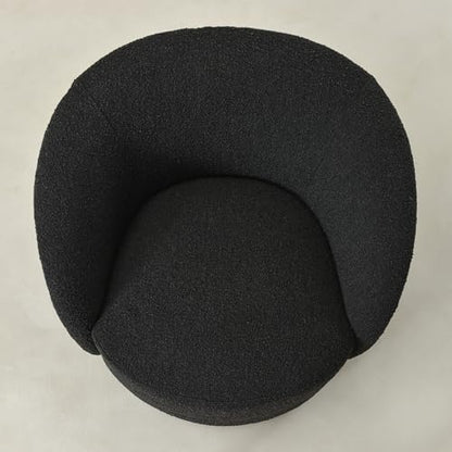 Black Sherpa Accent Chair and Round Footrest Set, view 7