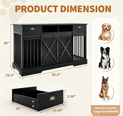 Dog Crate Furniture with Removable Divider, view 4