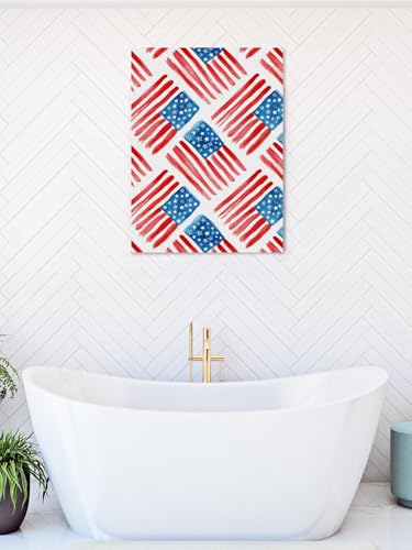 NuYeBiofx Independence Day American Flag Canvas Wall Art Prints,48"x32" Framed Picture Artwork Red Blue White Star Stripe Printed Canvas Oil Painting for Living Room Bedroom Office,Ready to Hang