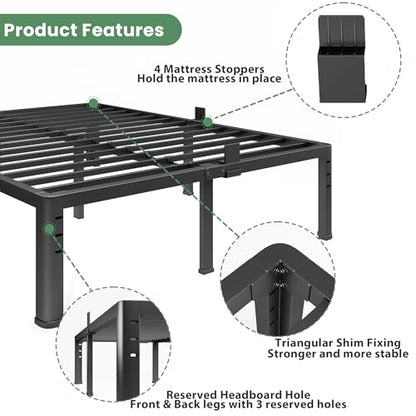 14 Inch Full Size Metal Platform Bed Frame with Round Corner Legs, view 5