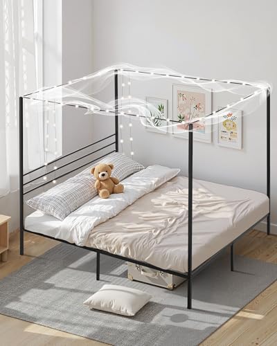 Canopy Bed Frame King Size, Metal Canopy Bed with Four Posters Design, view 3